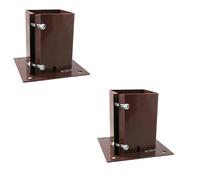 [FIXINGS DIRECT] 100x100mm Bolt Down Post Shoe Fence Post Holder Heavy Duty Read Oxdie Dual Coat Weather Protection Decking Bases, Post Anchor, Pergolas, Carports 4"x4" (2 Pack (100x100mm))