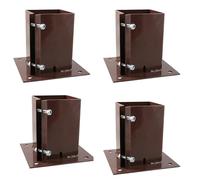 [FIXINGS DIRECT] 100x100mm Bolt Down Post Shoe Fence Post Holder Heavy Duty Read Oxdie Dual Coat Weather Protection Decking Bases, Post Anchor, Pergolas, Carports 4"x4" (4 Pack (100x100mm))