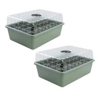 FIXINGS DIRECT] 28 Cell Deep Root Trainer Seed Tray with Ventilated Propagator Lid 12cm Deep Split Cells Reusable Seed Starting Tray for Strong Roots Sweet Peas Beans Vegetables Cuttings (2 Pack)