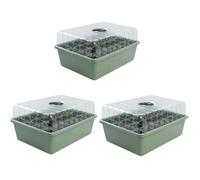 FIXINGS DIRECT] 28 Cell Deep Root Trainer Seed Tray with Ventilated Propagator Lid 12cm Deep Split Cells Reusable Seed Starting Tray for Strong Roots Sweet Peas Beans Vegetables Cuttings (3 Pack)