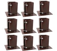 [FIXINGS DIRECT] 75x75mm Bolt Down Post Shoe Fence Post Holder Heavy Duty Red Oxide Dual Coat Weather Protection Decking Bases, Post Anchor, Pergolas, Carports 4"x4" (9 Pack (75x75mm))