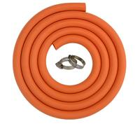 [FIXINGS DIRECT] 8mm High Pressure LPG Rubber Gas Hose Pipe with 2 Clips (1-50m) UV Resistant, Burst-Proof Outdoor Gas Pipe for BBQ, Patio Heater, Camping Stove EN16436 (2m + (2X Hose Clips))