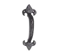 FIXINGS DIRECT™] Heavy Duty Black Antique Fleur de LYS Pull Handle (3 Sizes) Black Pulling Handle for Doors External Or Internal Use (7Inch (7"))