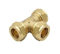 [FIXINGS DIRECT] Instaflow 15mm Compression Fittings | Brass/Chrome Plumbing Fittings and Pipe Connectors for Copper Plumbing Pipe (Brass, (2X) 15mm Equal Tee)