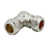 [FIXINGS DIRECT] Instaflow 15mm Compression Fittings | Brass/Chrome Plumbing Fittings and Pipe Connectors for Copper Plumbing Pipe (Chrome, (2X) 15mm Elbow)