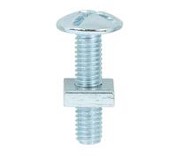 [FIXINGS DIRECT] Roofing Bolts With Square Nuts (M5, M6, M8) Flat Head For Clamping Sheet Metal, Plastic & Wood - Zinc Plated Bolts For Roofing With Nuts Flat Head Phillips (M6 x 16mm (200))