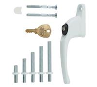 FIXINGS DIRECT] Universal Locking uPVC Window Handle with Keys, Espag Window Handle Replacement, Reversible Left or Right, 5 Spindles 10mm 15mm 20mm 30mm 40mm, White (White)