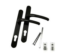 FIXINGS DIRECT] Upgraded Heavy Duty Sprung UPVC Door Handle Pair with Enhanced Security, 215mm Screw Centres Door Handles, 92mm Sprung (Chrome, White, Grey, Or Black) 241mm X 30mm (Black)