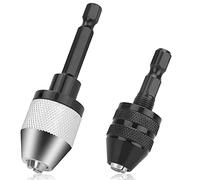 Fixinus 2 Pcs Drill Chuck Adapter - 1/4" Hex Shank Keyless Impact Chuck Adapter for Impact Driver (0.6-8mm, 0.3-3.6mm)