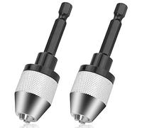 Fixinus 2 Pieces Keyless Drill Chucks - 1/4 Inch Hex Shank Drill Bit Adapter, Fast Change Converter Extension Screwdriver Drill Adapter for Impact Drill Tool, 0.3-6.5mm