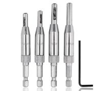 Fixinus 4 Pieces Self-centering Hinge Drill Bits, HSS Door Self-Centering Hinge Hole Opening Drill Bit Set with Allen key, 5/64", 7/64", 9/64", 11/64"