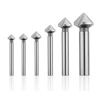 Fixinus 6-Piece Countersink Set Metal Hss 90° HSS Countersink Deburring Set with Titanium Coated and Precise Positioning Drill for Boring Board Insulation Plate - 6.3/8.3/10.4/12.4/16.5/20.5 mm