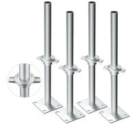 Fixirons 4 Pack 17" Hollow Heavy-Duty Adjustable Scaffold Leveling Jack with Base Plate, Galvanized Steel Screw Jack Baker Style Scaffolding for Construction, Bridges & Uneven Ground
