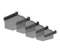 Fixirons 5 Pack Overhead Storage Rack, Ceiling Rack for Utility Bins Organization, Heavy Duty Garage Storage Supports Most Containers (for 4 Bins)