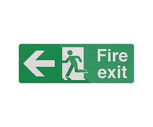 Fixman 292166 Self-Adhesive Fire Exit Left Arrow Sign 400 x 150mm