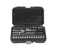 FIXMAN 37Pcs Socket Wrench Set 1/4in Ratchet Tool Kit with Universal Connector and s for Car Engine Maintenance Auto Repair CRV Chrome Vanadium Steel TPR Rubber Handle