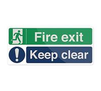 Fixman 754376 Self-Adhesive Fire Exit Keep Clear Sign 450 x 200mm