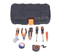 FIXMAN 9Pcs Tool Set Heavy Duty Portable Plastic Toolbox Kit with High Carbon Steel Tools for Home Maintenance DIY Repair and Property Upkeep