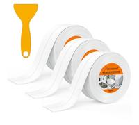 Fixmend 3 Rolls Bath Sealant Strip, Bathroom Sealant Tape Self Adhesive, Waterproof Caulk Strip for Bathroom, Kitchen, Bathtub, Toilet, Wall Floor, with Sealing Tool (126in, White)