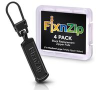 FixnZip Replacement Zipper Pull (4 Pack) (Black, Medium Large)