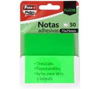 Fixo Notes | Transparent Sticky Notes | 50 Notes 75 x 75 mm | Plastic | Neon Green | Reusable and Waterproof | Perfect for School Books and Office Documents
