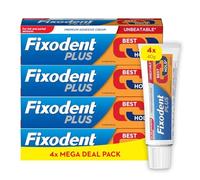 Fixodent Plus Denture Adhesive Cream, 40g x 4, Best Hold, Premium, Up to 88% of The Hold at The End of The Day