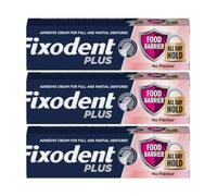 Fixodent Plus Food Barrier 40g x 3 - No Flavour Denture Adhesive Cream - Strong, Long-Lasting Hold with Welari Thank You Card | (3 Pack)