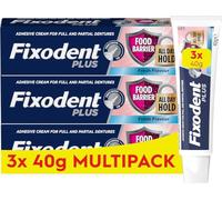 Fixodent Plus Food Barrier Denture Adhesive, Fresh Flavour 40g x 3 Multipack