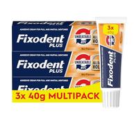 Fixodent Plus Unbeatable Bite Denture Adhesive, Flavour Free 40g (Pack of 3)