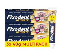 Fixodent Ultimate Denture Adhesive, Flavour Free 40g (Pack of 3)