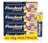 Fixodent Ultimate Denture Adhesive, Flavour Free 40g (Pack of 4)
