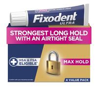 Fixodent Ultra Max Hold Secure Denture Adhesive Cream for Full and Partial Denture Wearers, 2.2oz (Pack of 4)