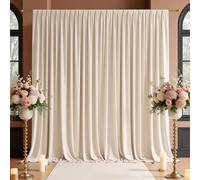 FIXORO 10x10 FT Wrinkle Free Ivory Backdrop Curtains for Wedding Parties, Soft Polyester Photo Backdrop Curtains with 4 Inch Rod Pockets for Birthday Party Photography, 2 Panels 5x10 FT
