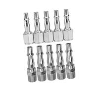 FIXOSHEE 10 PCS Bsp Mini Pneumatic Push in Straight Connectors Male Female Quick Fittings Set for Air Hose Compressor UK Style Silver Iron Material