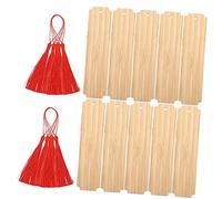 FIXOSHEE 10 Sets DIY Wooden Bookmarks with Red Tassels Handmade Engraved Bamboo Page Markers for Readers Students and Blank Double Sided Tags for Personal Doodling and Coloring Gifts