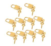 FIXOSHEE 10 Sets Mini Vintage Padlocks with Matching Keys Small Travel Bag Locks for Gym Lockers Jewelry Boxes Treasure Chests and Diaries Portable Golden Metal Lock Accessories