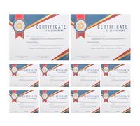 FIXOSHEE 10 Sheets Portable Student Award Certificates on Copper Paper for Kindergarten Recognition and English Learning, School Supplies Prize Certificates for Competitions and Honors
