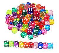 FIXOSHEE 100 Pcs Colorful Acrylic Dice Multi-color Game Dice for Classroom Teaching Party Board Games with Portable Storage Box