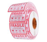 FIXOSHEE 1000 Pcs Fragile Warning Labels Adhesive Handle with Care Stickers for Small Business Packaging Shipping Protection for Glass Ceramics Electronics Boxes