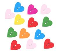 FIXOSHEE 100pcs Colorful Heart Shaped Buttons DIY Sewing Craft Tools for Clothing Jackets Hats Jeans Durable Wooden Buttons for Creative Handcraft Decor