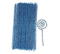 FIXOSHEE 100pcs Glitter Chenille Stems Twisted Pipe Cleaners Craft Supplies for DIY Art Projects Lake Blue