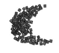 FIXOSHEE 100pcs Mini Black Dice Pack Game Dot Dice for Board Games Parties Math Teaching Plastic with Clear Dots Interactive Entertainment Supplies