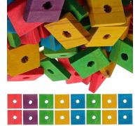 FIXOSHEE 100pcs Mixed Color Parrot Wood Chip for DIY Chewing and Teeth Grinding, Wooden Bird Chew Blocks for Small to Large Birds, Parakeets Cockatiels Macaws Exercise and Play