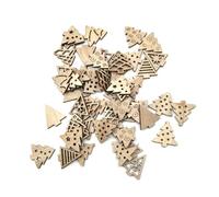 FIXOSHEE 100Pcs Wooden Slices Christmas Tree Pendants Mixed Tree Shapes DIY Wood Adornments for Holiday Decorations Craft Supplies