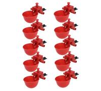 FIXOSHEE 10Pcs Adjustable Red Chicken Watering Cups Automatic Filling Poultry Waterer Bowls for Pigeons Parrots Quails Household Bird Drinkers