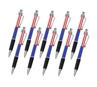 FIXOSHEE 10pcs American Flag Retractable Ballpoint Pens Black Ink Smooth Writing Flag Themed Office Supplies for Home School Independence Day Patriotic Use