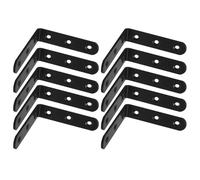 FIXOSHEE 10pcs Black L Brackets 2mm Thick Heavy Duty Metal Shelf Corner Braces 90° Angle Supports for Wood Cabinets Industrial Load Capacity 220lb