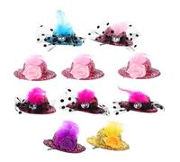 FIXOSHEE 10pcs Children’s Mini Wool Felt Hat Hair Clips Mixed Colors Medium Size Sparkly Party Hair Accessories for Girls Formal Hairpins