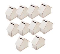 FIXOSHEE 10PCS DIY Wooden House Piggy Bank Kit for Unpainted Craft Coin Bank for Boys and Creative Art Project Encouraging Painting and Money Saving Container