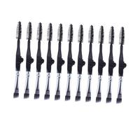 FIXOSHEE 10PCS Foldable Double Ended Mini Eyebrow and Eyelash Brushes for Women Lightweight Portable Makeup Tool with Spiral and Paint Brush Tips in Black Silver
